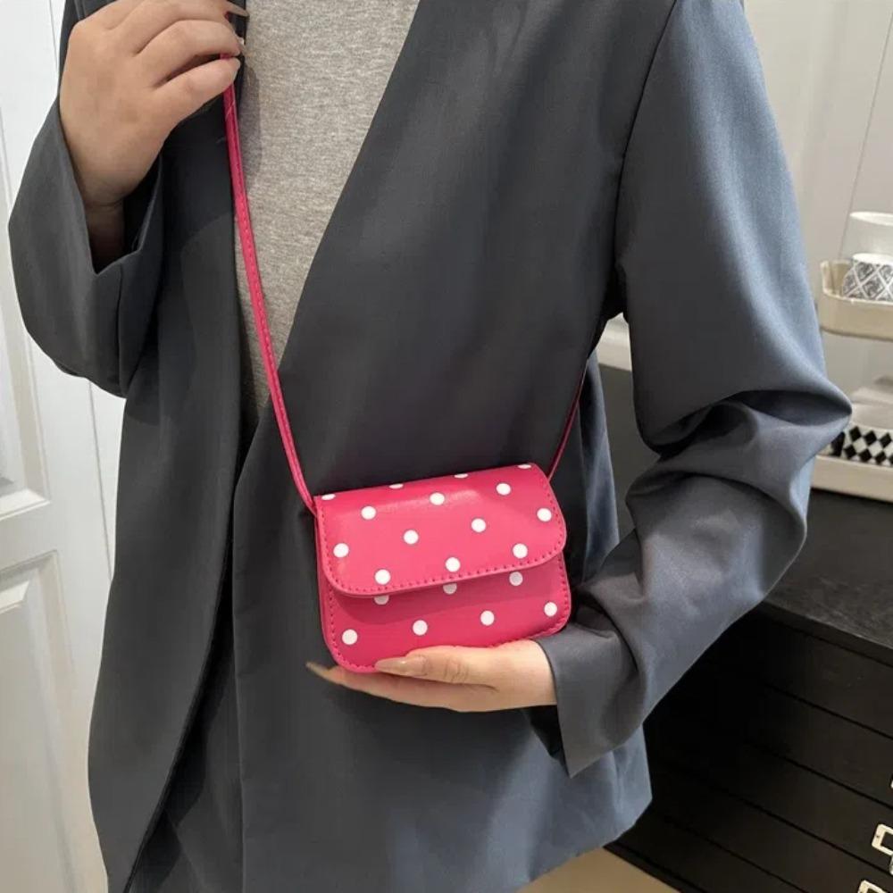 Fashionable Polka Dot Print Mini Shoulder Bag PU Material Polyester Lining Crossbody Bag Lightweight Women's Bag Women