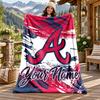 Atlanta Braves Custom Name Flannel Blanket Personalized Soft Warm Plush Throw Blanket Customized Gift for Family Friends