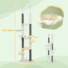 Cat Tree, Ceiling-High, Adjustable 225-255 cm, Platforms & Hammocks, Anti-Tip Safety, White
