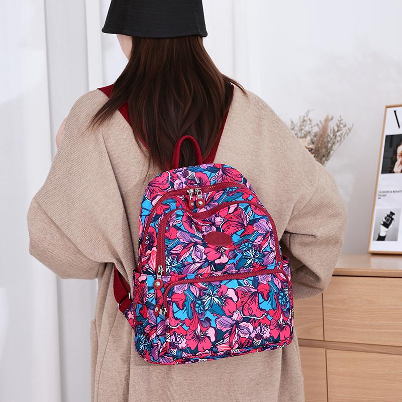 Printed Nylon Backpack Lightweight Travel Backpack