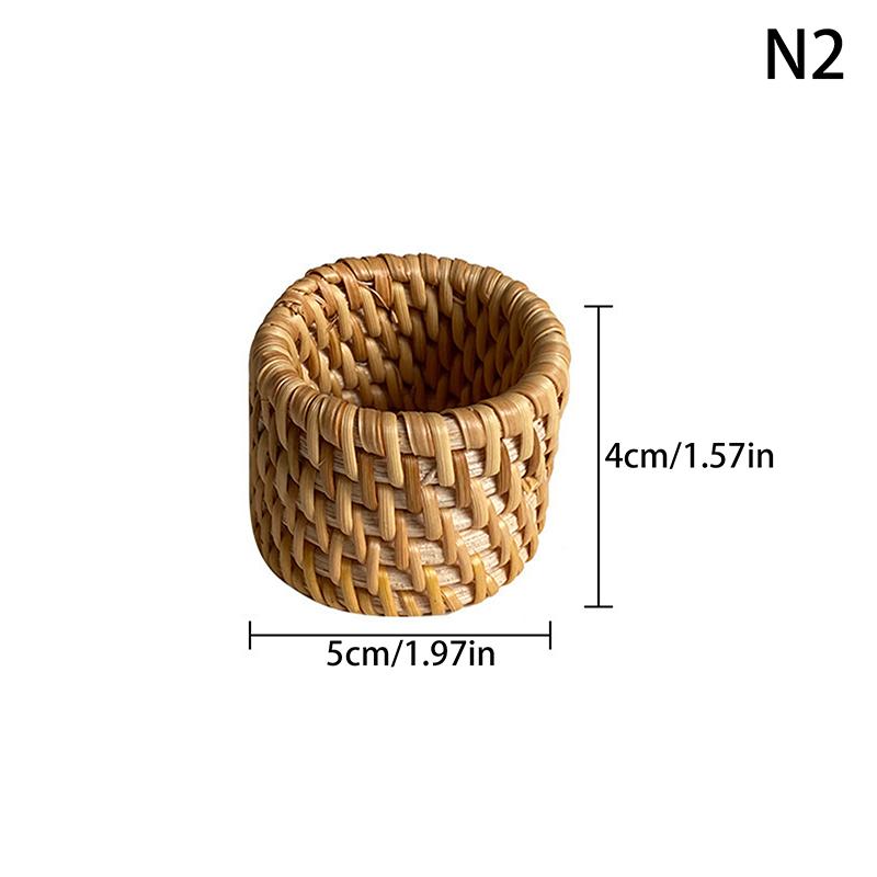 6 Type Woven Handmade Napkin Ring Woven Rustic Natural Napkin Ring Holder Table Decor Wooden Easter Rattan Napkin Ring Buckle