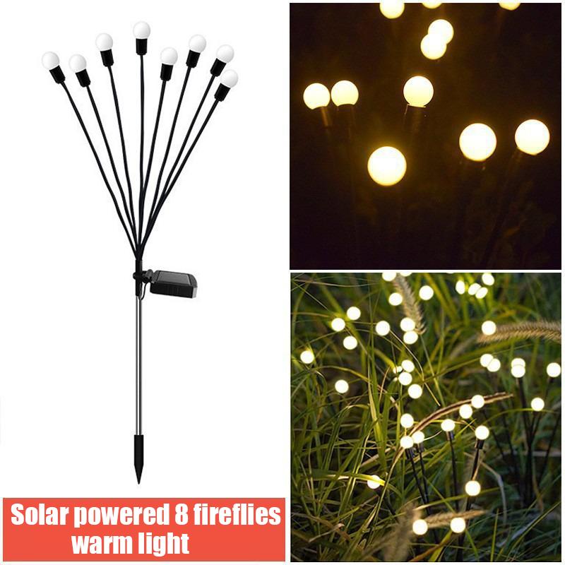 6/8/10 Pcs Solar Powered LED Firefly Garden Lawn Lights Waterproof Outdoor Decoration for Patio Festival Party Ground Plug Lamp