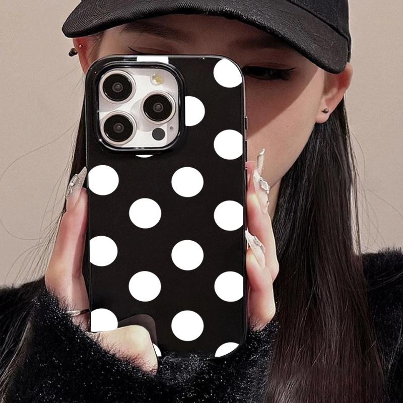 Retro elegant polka dot pattern phone case suitable for iPhone 17 16 15 14 13 12 11 Pro/Max/Plus anti drop and shockproof