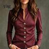 Women Striped Blazer Stand Collar Blazer, Slim Fit Single-Breasted Blouse Top, Office Business Casual Jacket Outerwear Slimming Waist Coat
