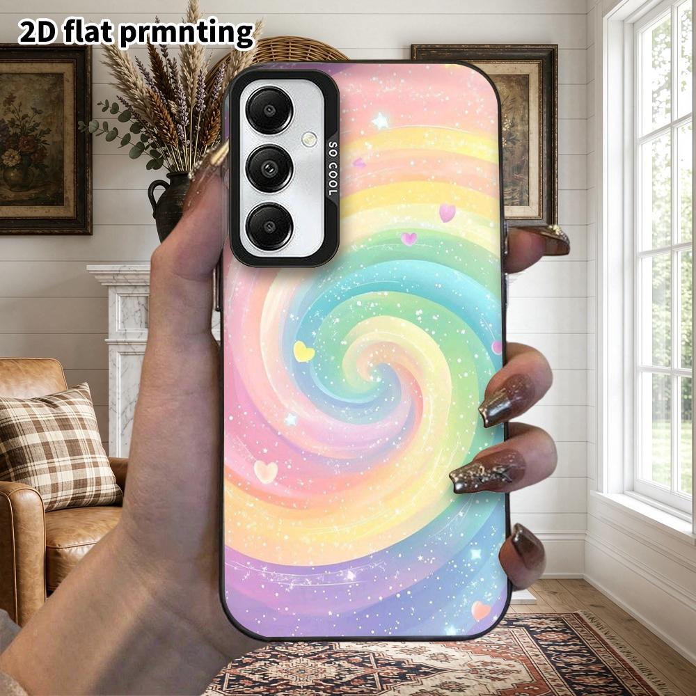 Phone Case: 2D Flat Samsung Galaxy A34 A35 M05 M06 S20 S22 S21 FE Plus 5G Protective Case, Couple Style, Rainbow Swirl, Christmas and Halloween Gift