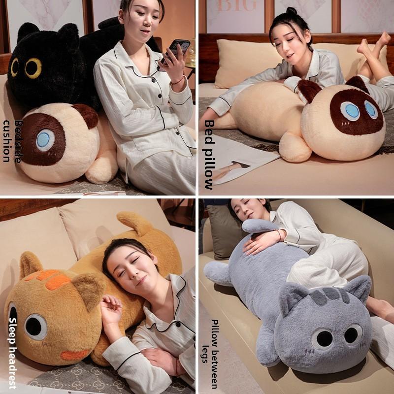 Siamese Cat Plush Pillow Long Body Soft Toy For Dorm Room Comfort And Nap Support