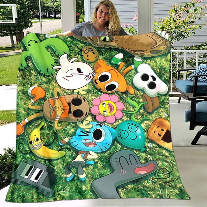 1pc Blanket The Amazing World of Gumball1 Print Design, Lightweight Blanket for Sofa, Bed- Soft &Warm, Gift for All Seasons Like Christmas, Halloween