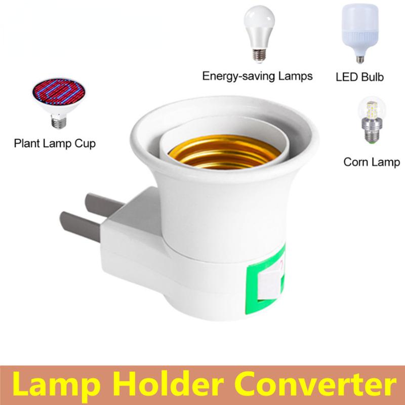 3PCS Practical White E27 LED Light Socket To EU Plug/US Plug Holder Adapter Converter ON/OFF for Bulb Lamp