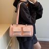 New Simple Oily Pu Multi-pocket Horizontal Women's Tote Bag Fashionable Women's Shoulder Armpit Bag