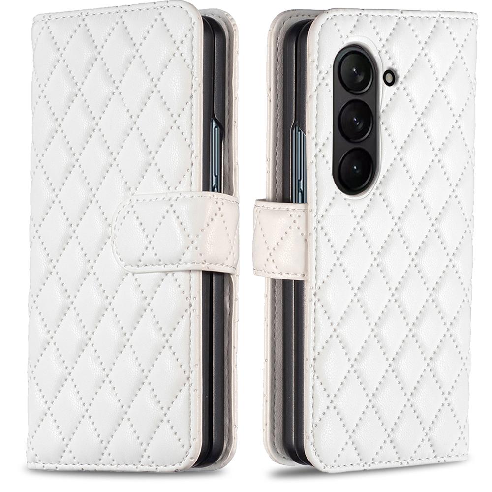 

BINFEN COLOR Leather Case for Samsung Galaxy Z Fold5 5G Imprinted Phone Cover with Stand Wallet White