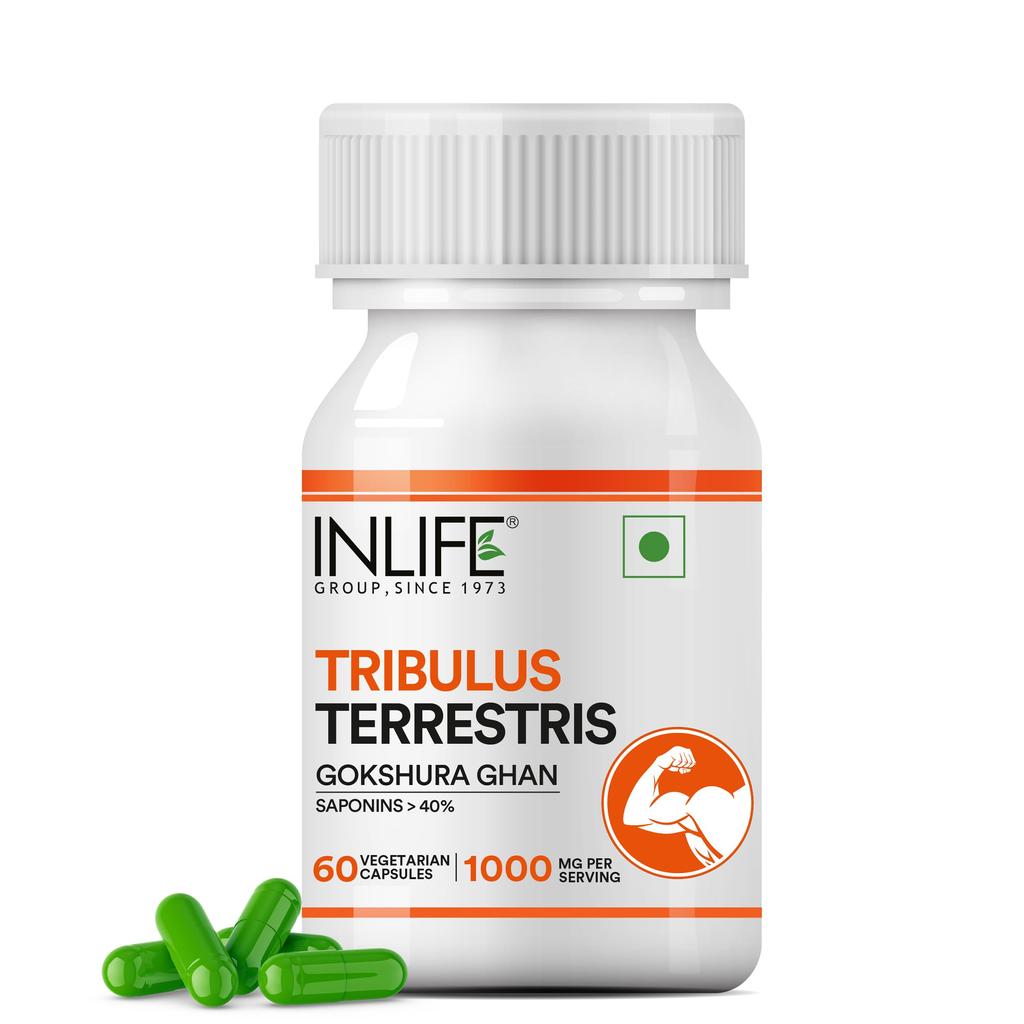 INLIFE Tribulus Terrestris Supplement 1000mg, Gokshura, 60 Veg Caps