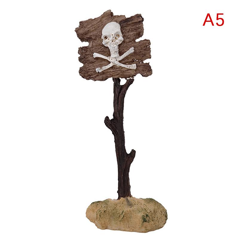 Resin Aquarium Decoration Ornaments Artificial Shark Warning Sign Accessories