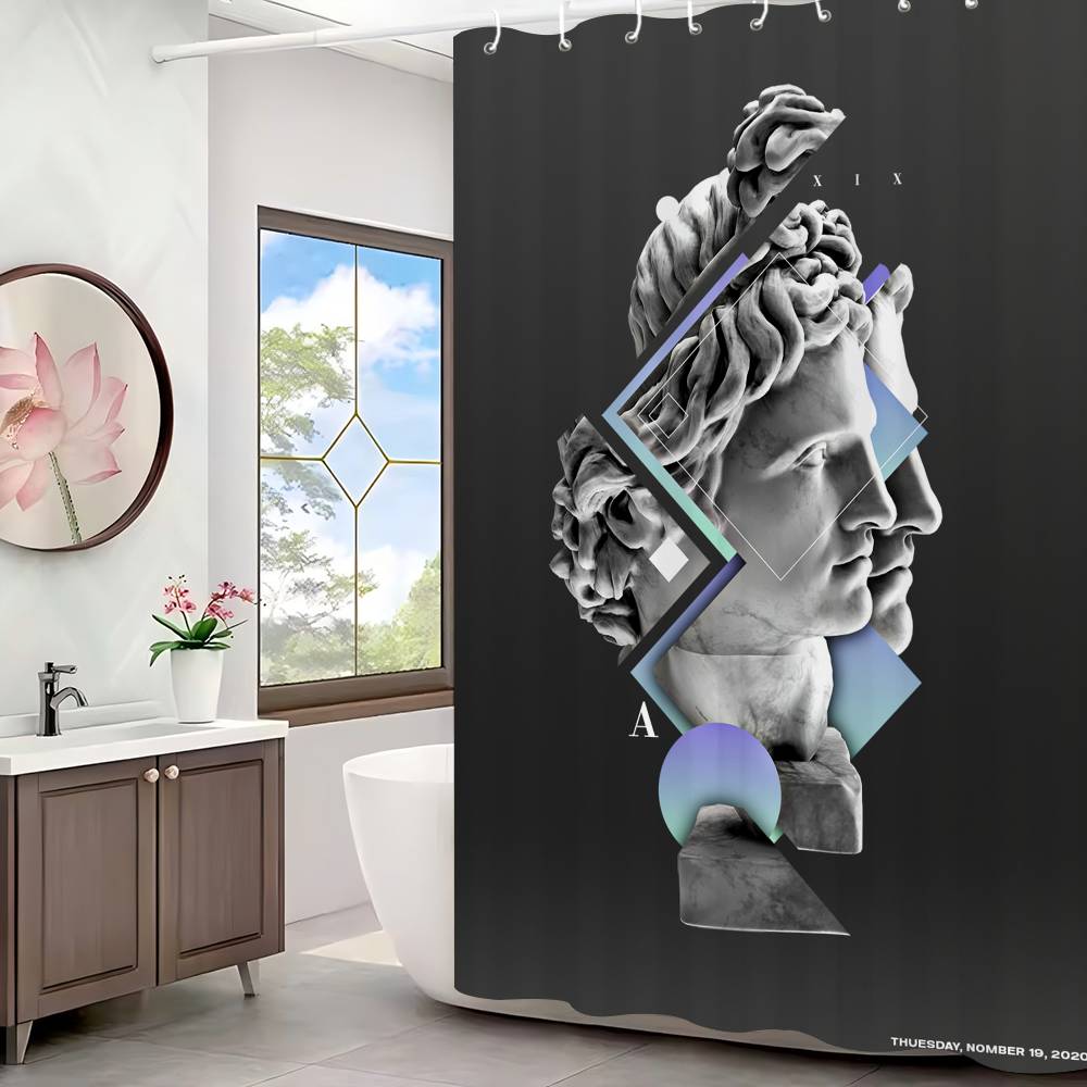 Statue David Graphic Designer Polyester Shower Curtain Waterproof Rust Resistant Grommet Easy Care Wipe Clean Durable