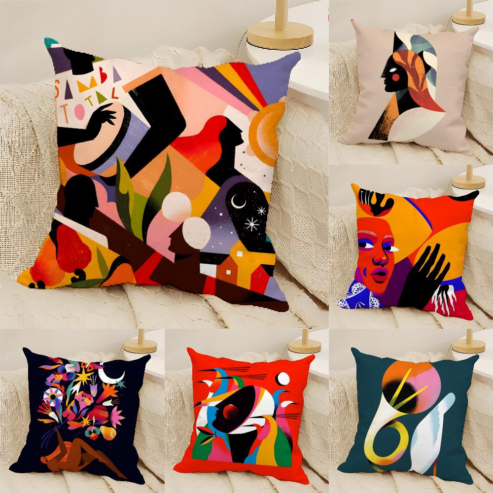 Color Illustrator W-Willian Santiago Art 4 Pillow Case Linen Pillow Case Sofa Home Decor Cushion Cover Cushion Cove