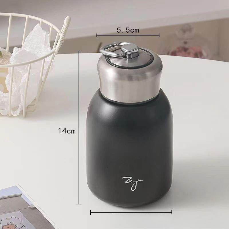 300ML Stainless Steel Vacuum Flask with Lifting Ring Mini Thermos Cup Car Insulated Cup Portable Travel Water Bottle Coffee Mug