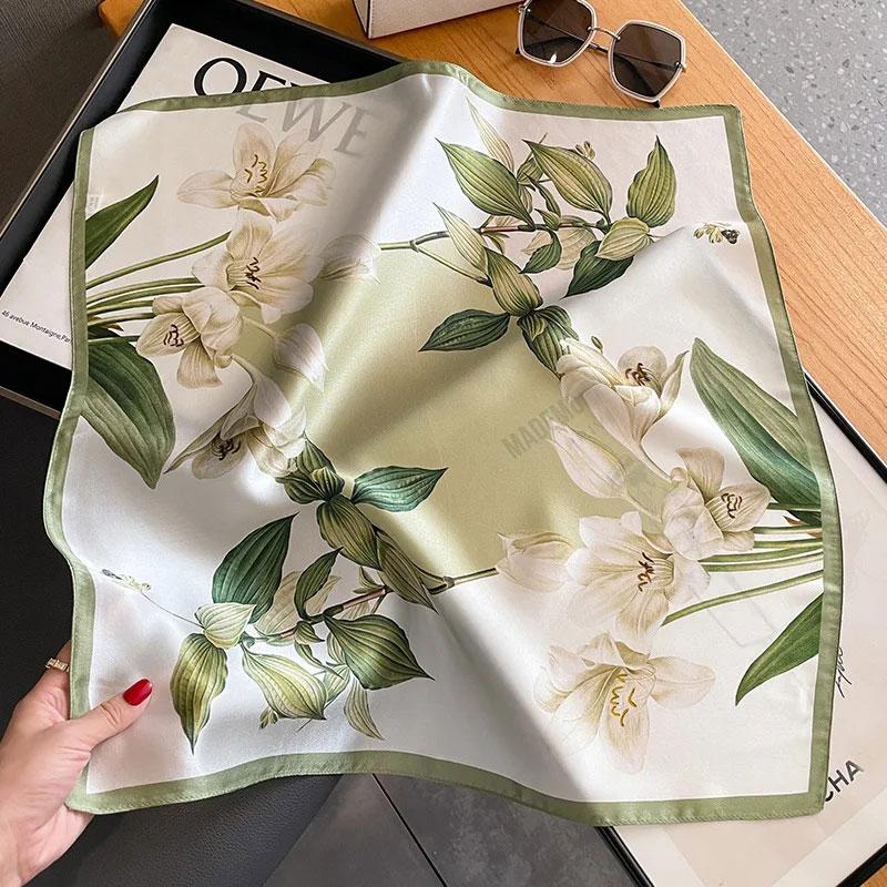 100% Silk silk Bandana Women Square Scarves Wrap Kerchief Mulberry Spring Fashion Headband Hijab Shawls Foulard Headkerchief