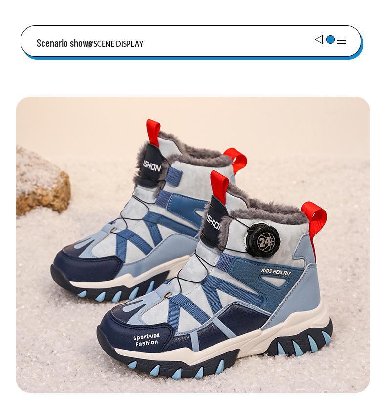 Children's Soft Sole Non-Slip Sneakers - Autumn/Winter 2025, Velvet-Lined, Thickened Warm Cotton, Casual Sports Shoes for Medium & Large Kids