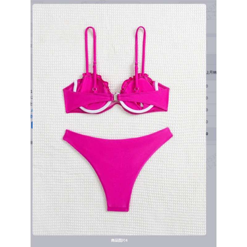 European and American new bikini swimsuit women's sexy solid color suspender tight women's swimsuit