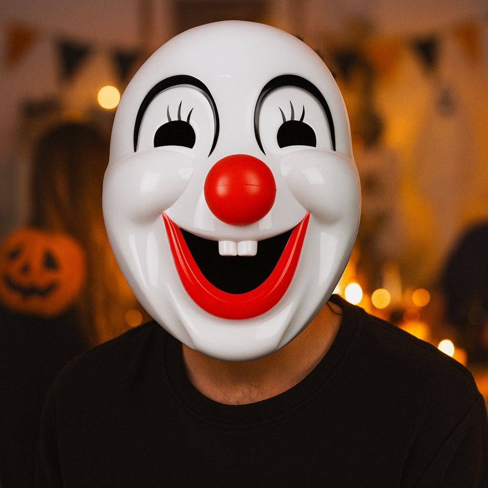 Red Nose Clown Makeup Mask PVC Happy Clown Costume Party Prop Halloween Clown Mask  Halloween Party