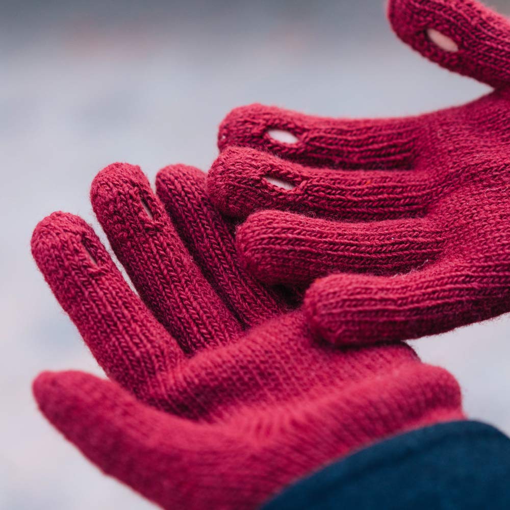 Nakota Colunaline Easy Touch Smartphone Premium Eco Perfect for Fall and Size Wine and Navy Gloves, Wool, Warm, Fingerless, Lightweight, Two-Tone