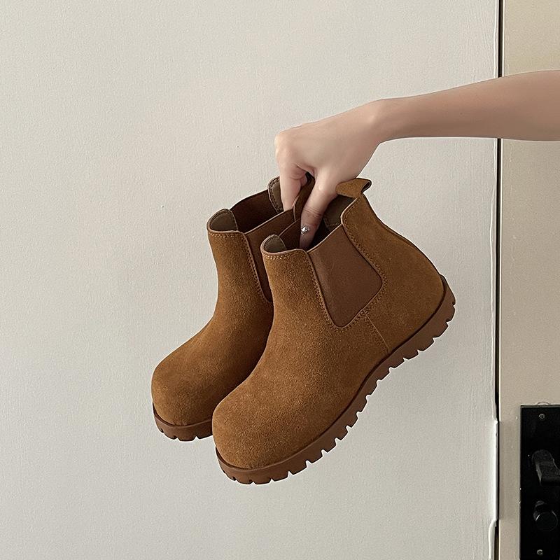 

Retro style matte chimney Birkenstock boots muffin bottom fashionable versatile women s Korean version casual thick-soled Martin boots women 40 малиновый