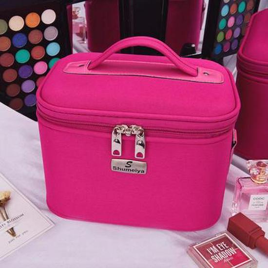 Women's Multi-layer Beauty Makeup Storage Bag - Large Capacity Handheld Organizer with Print Design