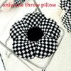 Modern Minimalist Floral Pattern Pillow With Faux Bunny Fur Cover For Sofa Decor