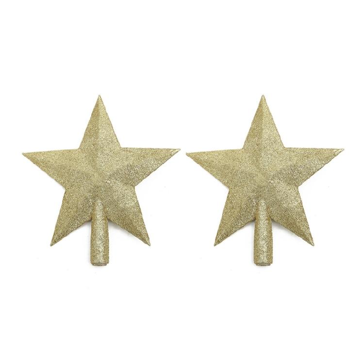 2Pcs Shimmering Star Tree top Ornament Glittering Star Tree top Accent For Small Christmas Tree Embellishment