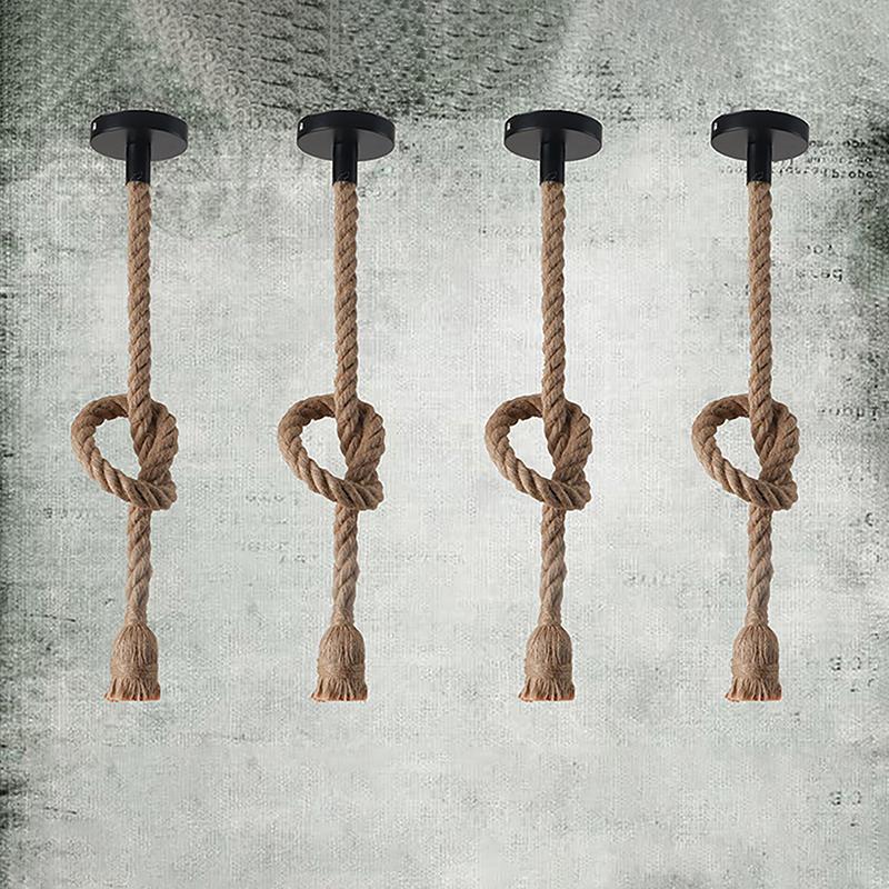 Lampă suspendată din frânghie de cânepă, vintage americană, restaurant, bar, cafenea, decorare industrială, lămpi suspendate, corpuri de iluminat din funie țesute manual