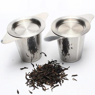 1pc Stainless Steel Fine Mesh Tea Infuser Basket With Dual Handle Loose Leaf Tea Funnel Strainer For Tea Room Home Use