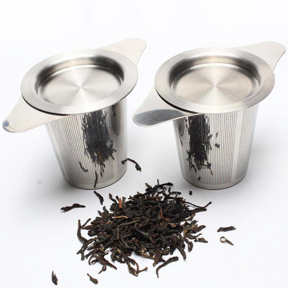 1pc Stainless Steel Fine Mesh Tea Infuser Basket With Dual Handle Loose Leaf Tea Funnel Strainer For Tea Room Home Use серебряный