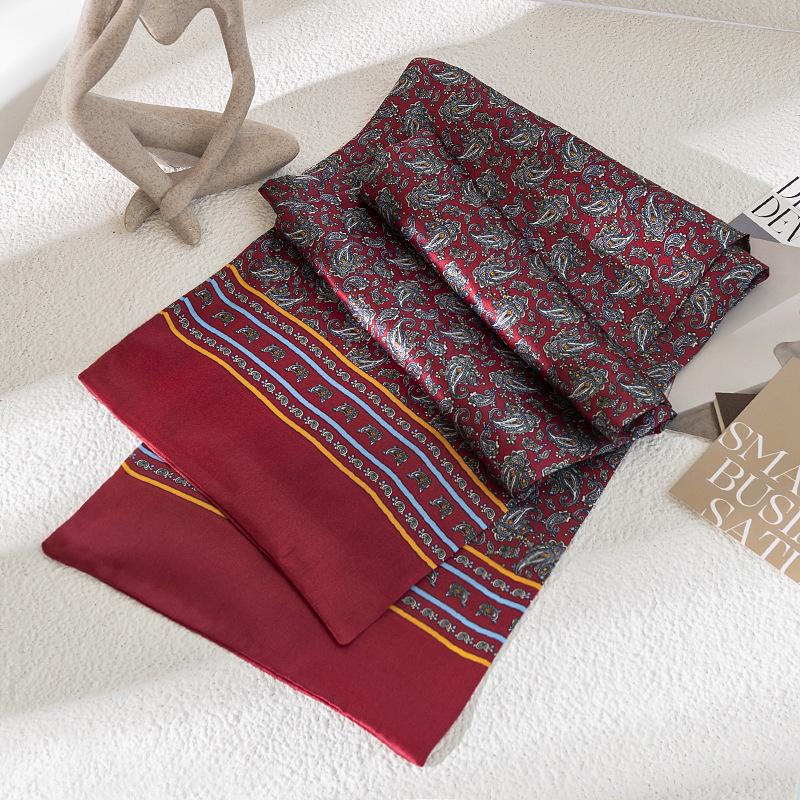 Men's Business Scarf 100% Mulberry Silk Silk Scarf British Style Pattern Fashion Commuter Versatile Scarf Wholesale