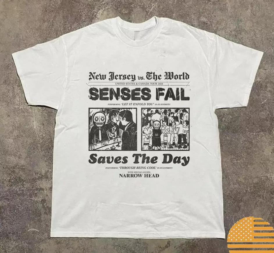 

Senses Fail and Saves The Day Band Tour 2024 T-shirt, size S-4XL S