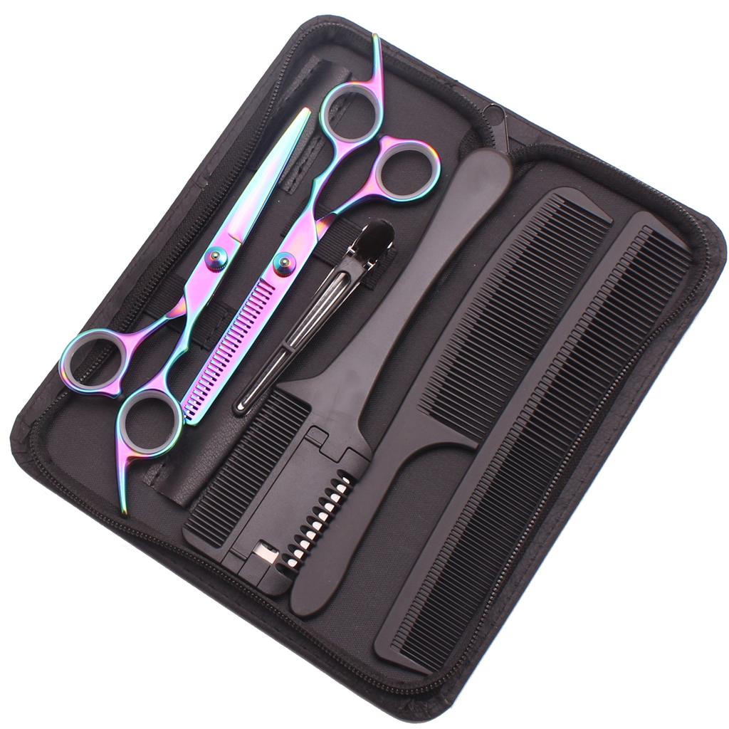 6.0 Professional Hairdressing Scissors Hair Cutting Thinning Shears Comb Razor Set Home & Salon Barbers Japanese Stainless