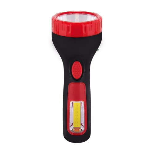 Akumulatorowa Latarka Traper Led 1W+3W Czarna Czerwona Ideus 03932
