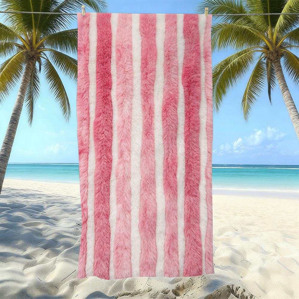 Populaire gestreepte bedrukte strandlaken Sneldrogend Zandvrij Volwassen Zwem Bad Handdoek Microvezel Handdoek
