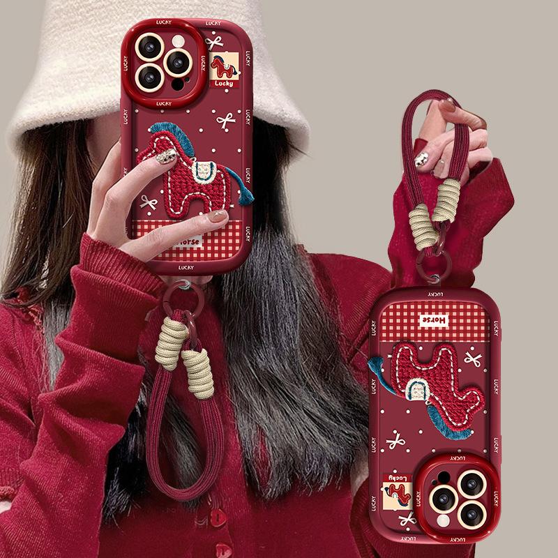 Plush Pony Lanyard Is Suitable for Apple 11promax Mobile Phone Case Iphone11 New Year's 11 Soft Silicone 11 Anti-drop.