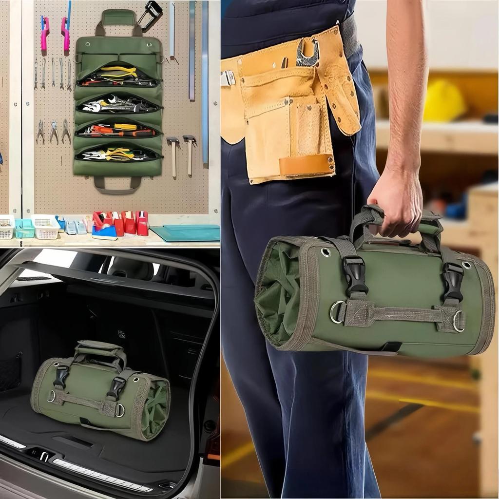 Waterproof Magnetic Tool Organizer Made of Oxford Fabric for Home Storage and Multipurpose Use Portable Hand-Held Wear-Resistant Roll Bag Is Thickened