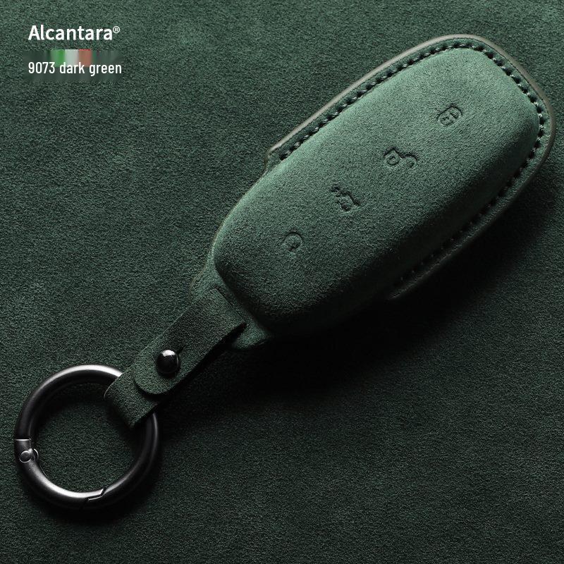 Full-Coverage Suede Key Case for BYD D9, N7, N8, and X with Side Snap Button