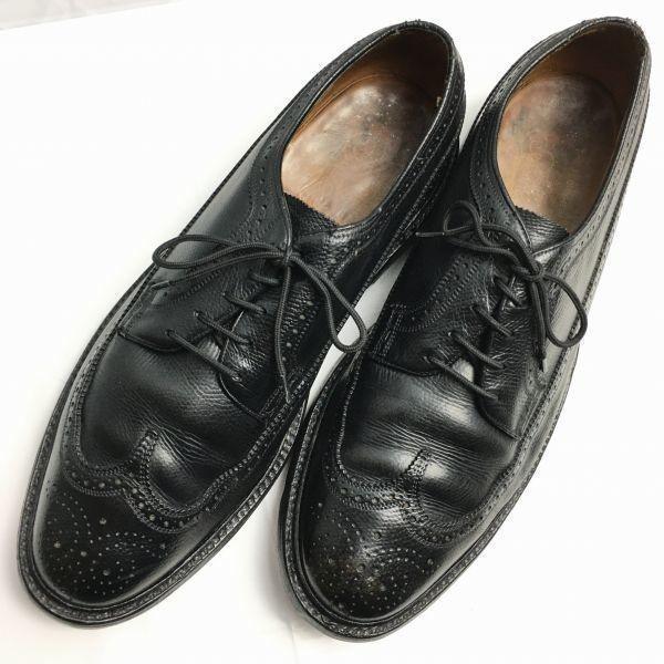 FLORSHEIM Imperial 80s Kenmoor Wingtip Business Shoes Black Size 11D 28.5-29.5 Men's(USED)