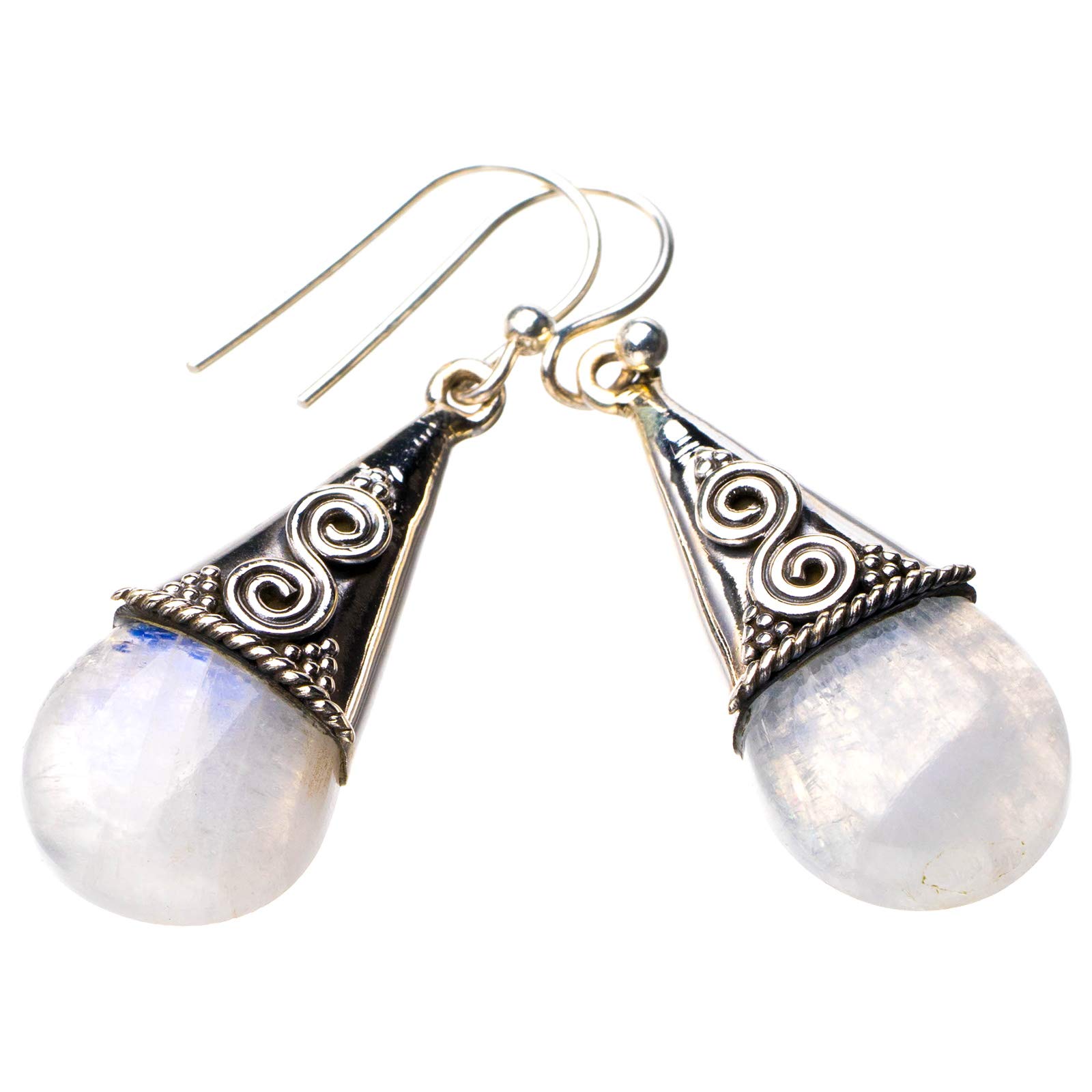 

StarGems® Natural Rainbow Moonstone Handmade 925 Sterling Silver Earrings 1.5 D7237