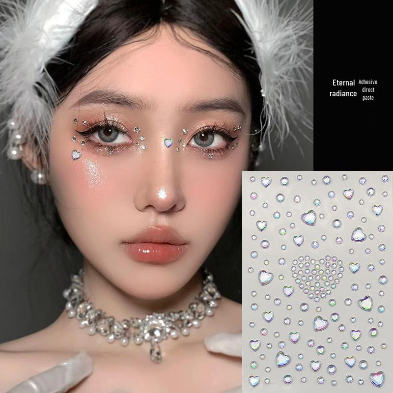 Rhinestone Face Makeup Stickers: Teardrop Eye Gems for Festivals, Concerts, and Stage Performances