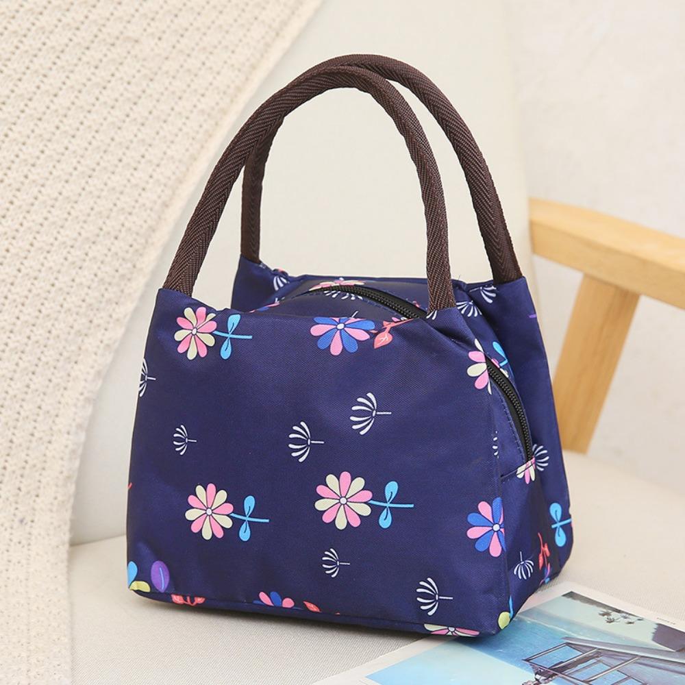 Portable Nylon Floral Print Tote Bag Waterproof Multifunctional Women Handbag Mommy Bag For Picnic Travel