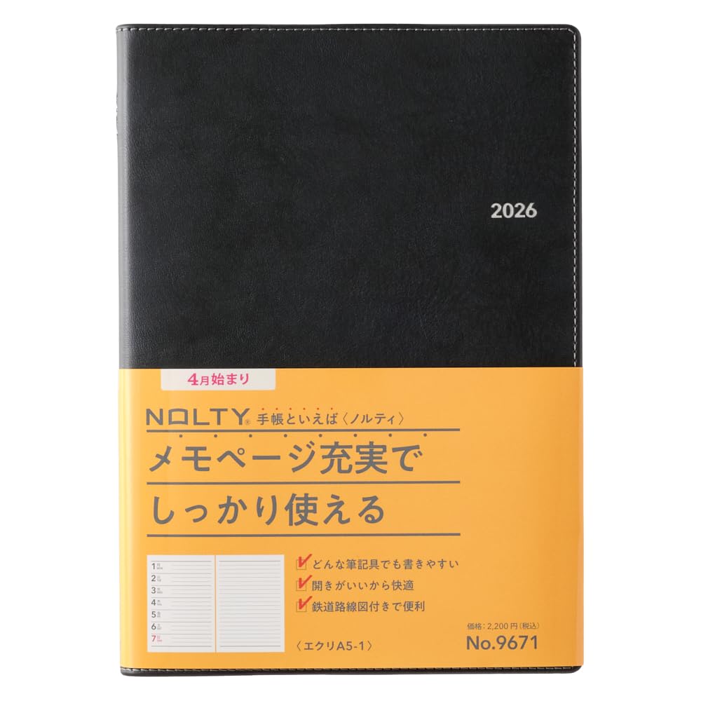 NOLTY April A5 Ecrit 9671 Planner, 2026, Start, Weekly, 1, Black,