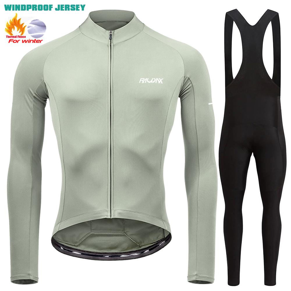 Raudax Winter Mountain Bike Jersey Ropa De Hombre Thermal Fleece Keep Warm Road Bike Sportswear 2026 Winter Velvet Warm Cycling Clothing Suit Set