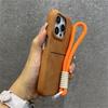 Luxury Suede Wallet Wrist Strap Rope Lanyard Card Holder Phone Case For iPhone 16 12 13 14 15 Pro Max Plus Cowhide Leather Cover