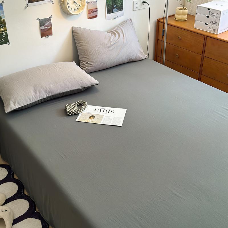 Washed Cotton Solid Color Four Piece Set for Student Dormitory Bed Sheets and Duvet Covers, Small and Fresh Brushed Bedding