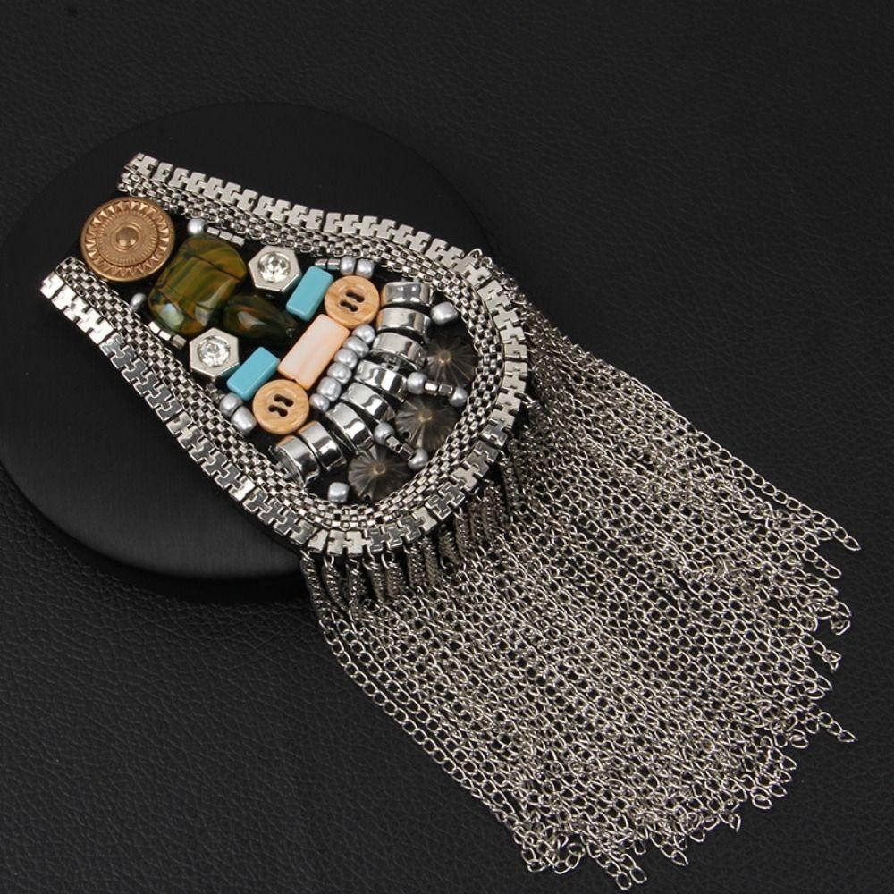 Epaulet Tassel Chain Shoulder Board Brooch Beads Epaulette Retro Fringe Shoulder Mark Party