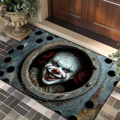 Cross-Border Halloween Clown Entrance Door Floor Mat, Porch Non-Slip And Easy To Take Care Of Foot Mat, Indoor Dirt-Resistant Crystal Velvet Floor Mat