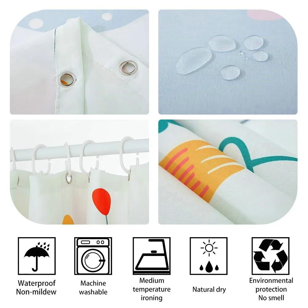 Merry Christmas Snowman Shower Curtain Set Hooks White Xmas Ball And New Year Winter Bathroom Decor Polyester Fabric Curtains